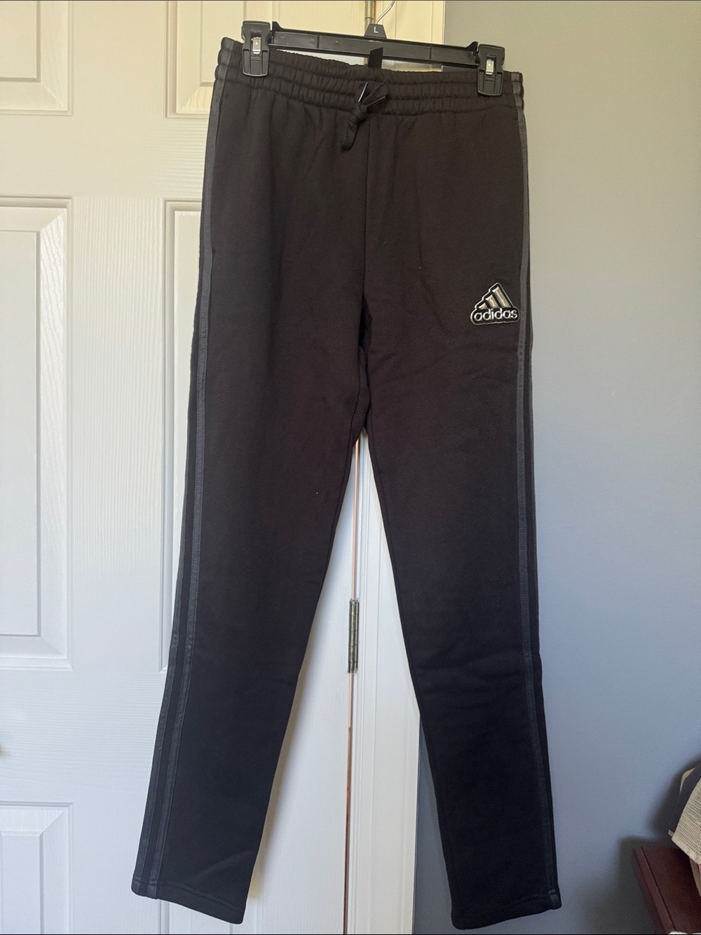 adidas Black Men's Sweatpants with Side Stripes